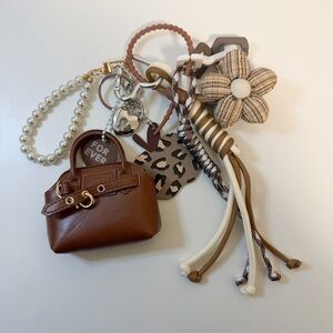 Latte Aesthetic Mini Bag Charm Set | Brown Purse Charm Bundle